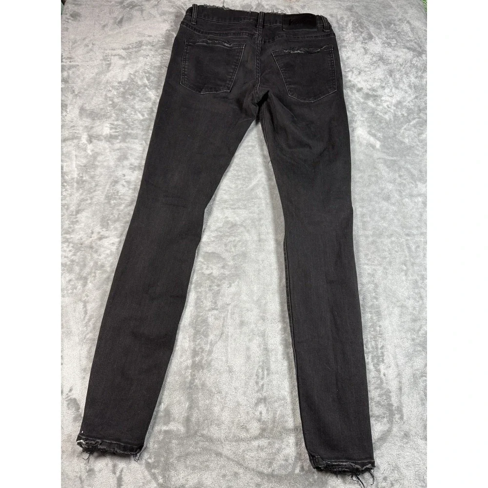 Valabasas Jeans Mens 32 Black Distressed Skinny Fit Frayed Hem Ripped Knee Pants